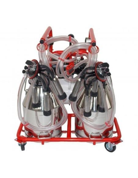 retro della mungitrice bovini a due gruppi e bidoni