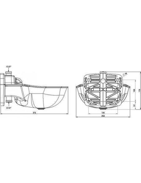 Disegno tecnico abbeveratoio per bovini