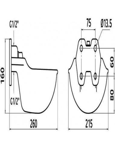 disegno tecnico del abbeveratoio per mucche 