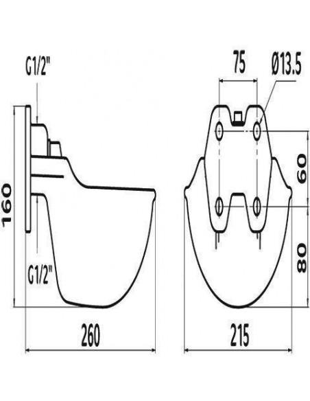 disegno tecnico del abbeveratoio per mucche 