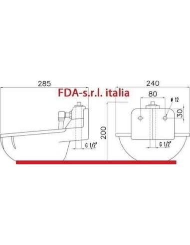 Dimensione abbeveratoio in ghisa con cataforesi FA-BE con pendolo rinforzato FDA per equini