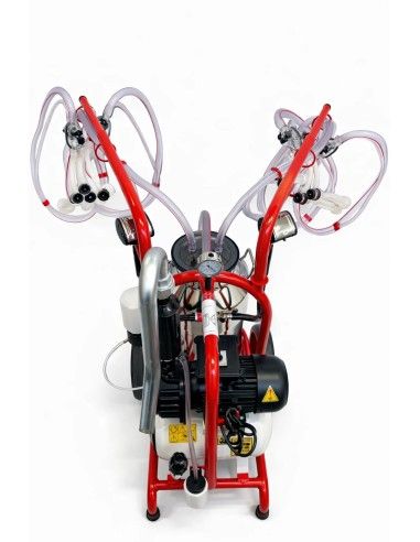 Mungitrice Carrellata FDA 4 Gruppi per Capre e Pecore con Pompa a Olio 280 l/min Vista dall'alto