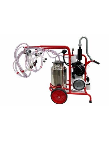 Mungitrice Carrellata FDA 4 Gruppi per Capre e Pecore con Pompa a Olio 280 l/min Vista laterale sinistra