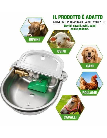 Abbeveratoio automatico in acciaio inox adatto a diversi tipi di animali