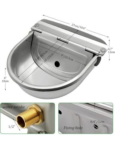 Dimensioni abbeveratoio automatico in acciaio inox con valvola in ottone faag inox bts