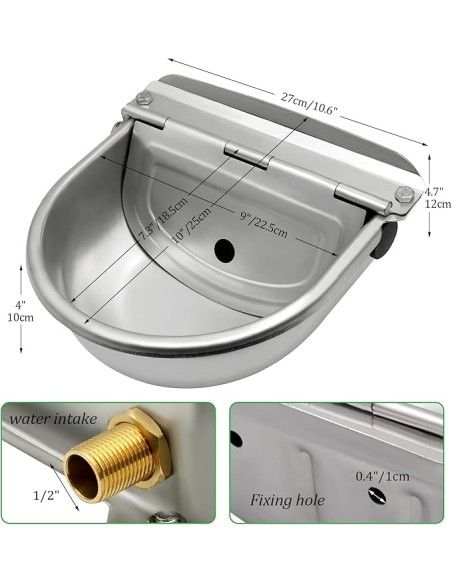 Dimensioni abbeveratoio automatico in acciaio inox con valvola in ottone faag inox bts