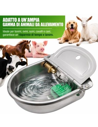 Abbeveratoio automatico inox con valvola in ottone vitelli cavalli capre pecore e pollame