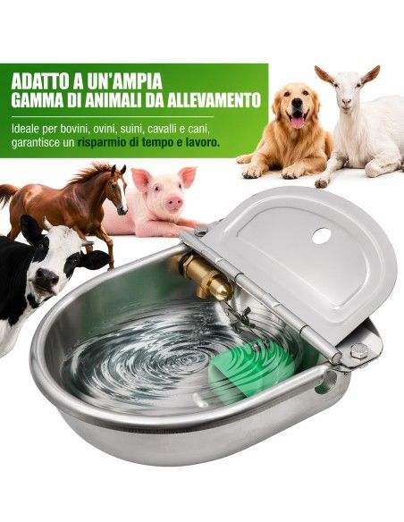 Abbeveratoio automatico inox con valvola in ottone vitelli cavalli capre pecore e pollame