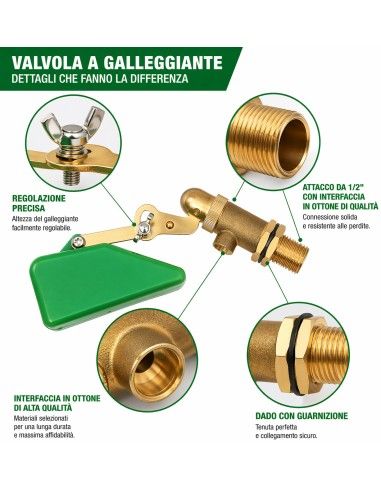 Caratteristiche valvola galleggiante in ottone per abbeveratoio 1/2 pollice FAR15B