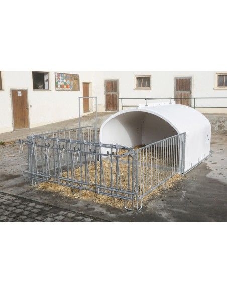 La CalfHouse Premium XXL con recinto è una soluzione di fascia alta per allevamenti moderni che vogliono gestire i vitelli in gr