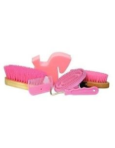 Kit spazzole per cavallo in zainetto rosa 2