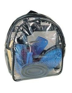 Kit spazzole per cavallo in zainetto blu