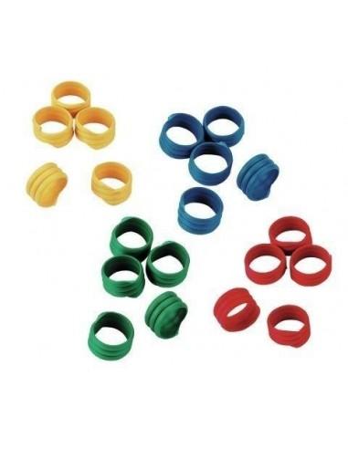 Anelli in plastica a spirale per la marcatura  piccoli/medi/grandi volatili colori assortiti busta da 100 pezzi