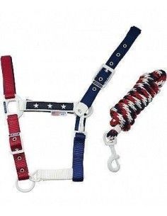 Cavezza in nylon stelle e colori USA con lunghina