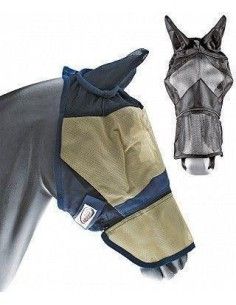 Maschera per cavallo antimosche in PVC con copriorecchie chiusura velcro e cerniera