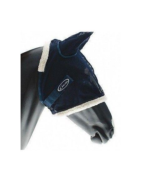 Maschera per cavallo antimosche in nylon morbido con copriorecchie e chiusura velcro